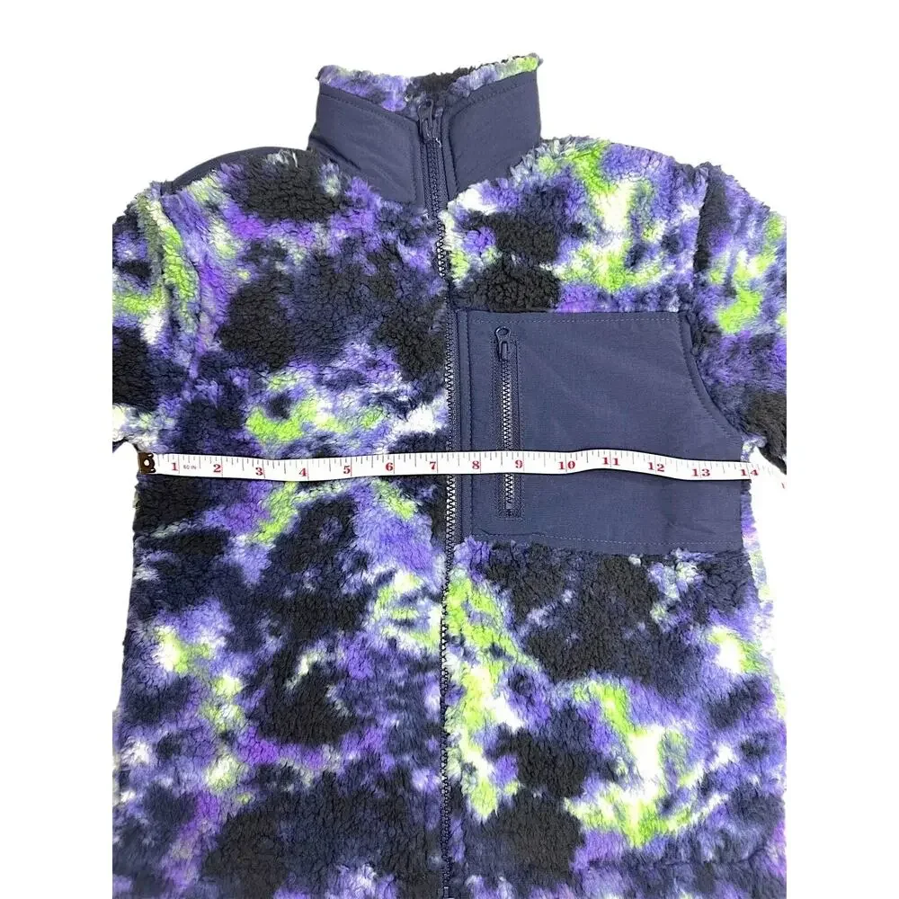 Art Class Sherpa Fleece Jacket Boys XS 4/5 Purple Blue Green Full Zip Pocket New